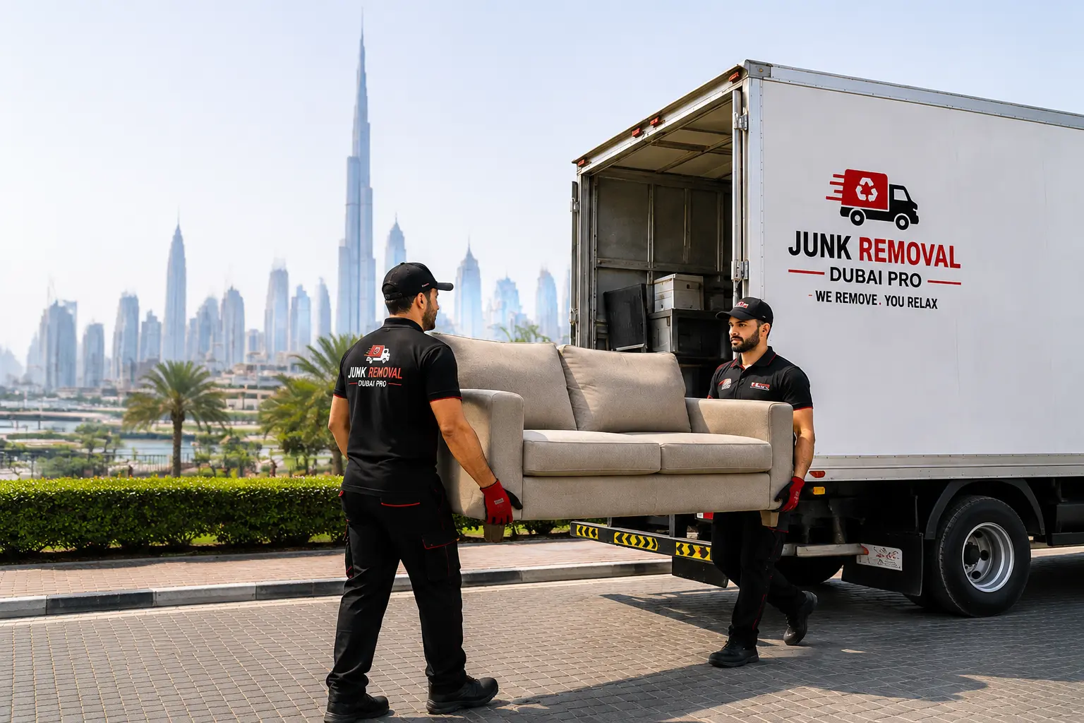Dubai Movers Loading a Sofa