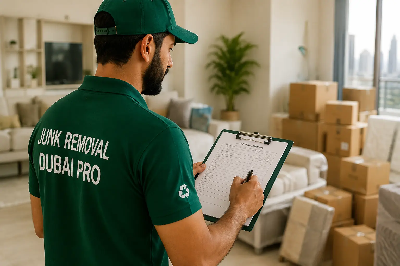 Junk Removal Pro in a Modern Living Room