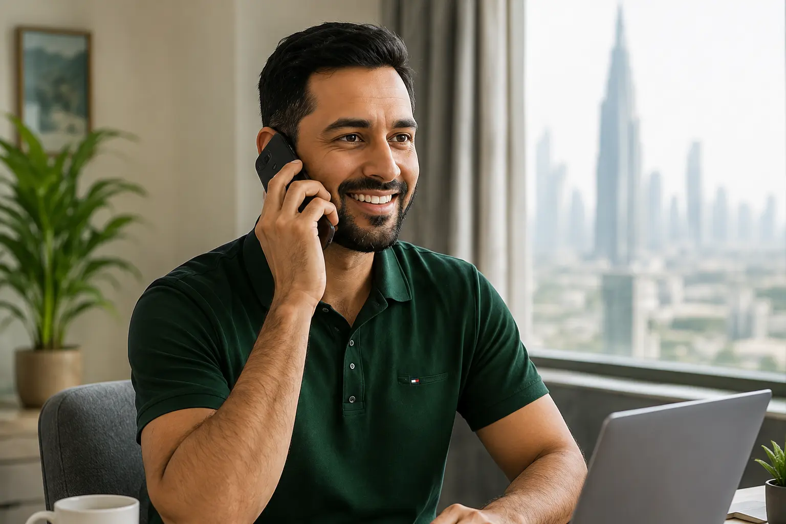 Smiling Professional on a Phone Call